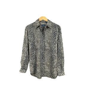 Liz Claiborne Sport Leopard Print Blouse Brown Size Small Vintage
